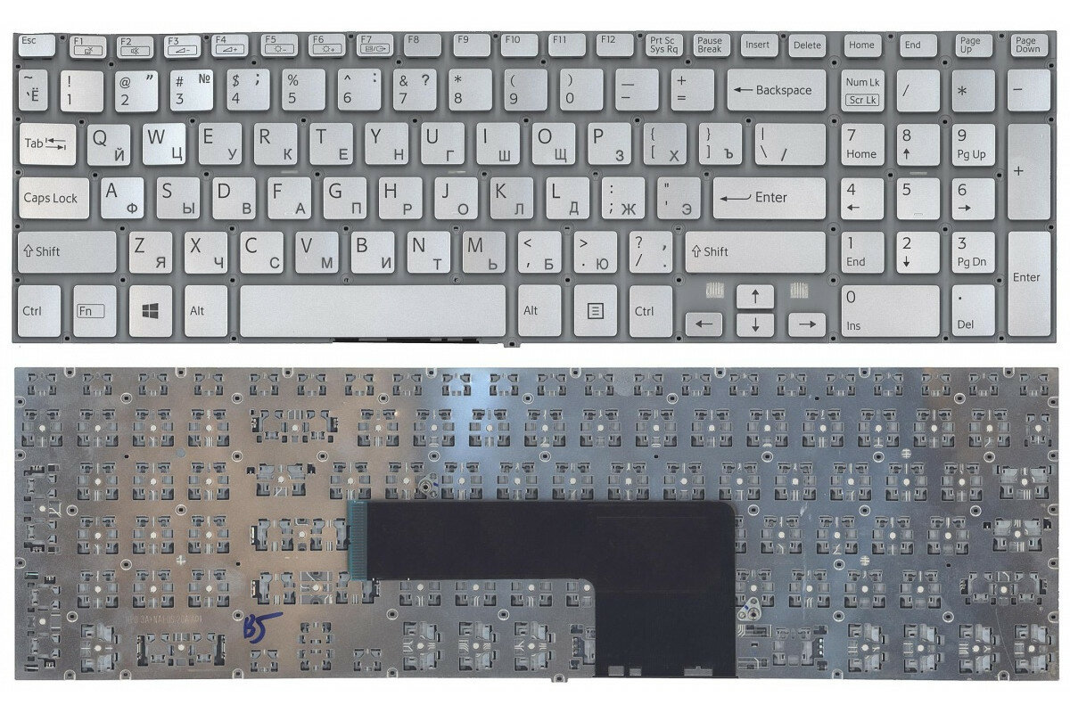 Клавиатура для Sony Vaio Fit SVF1521 серии серебристая