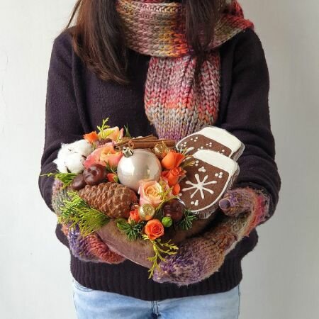 Новогодняя композиция с печеньем 