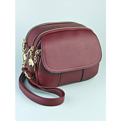 Сумка кросс-боди , фактура зернистая, бордовый