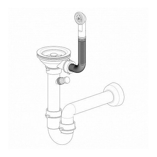 Сифон GranFest двойной 3 12 черный с круглым переливом и отводом 13G14PB4-P2A павт черн 5075₽