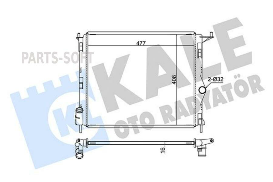 KALE 346010 346010_радиатор системы охлаждения!\ Dacia Logan/Sandero 1.4-1.6i 08>