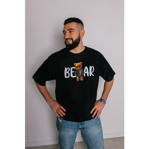 фото Футболка bravery стильный мишка, размер xl, черный