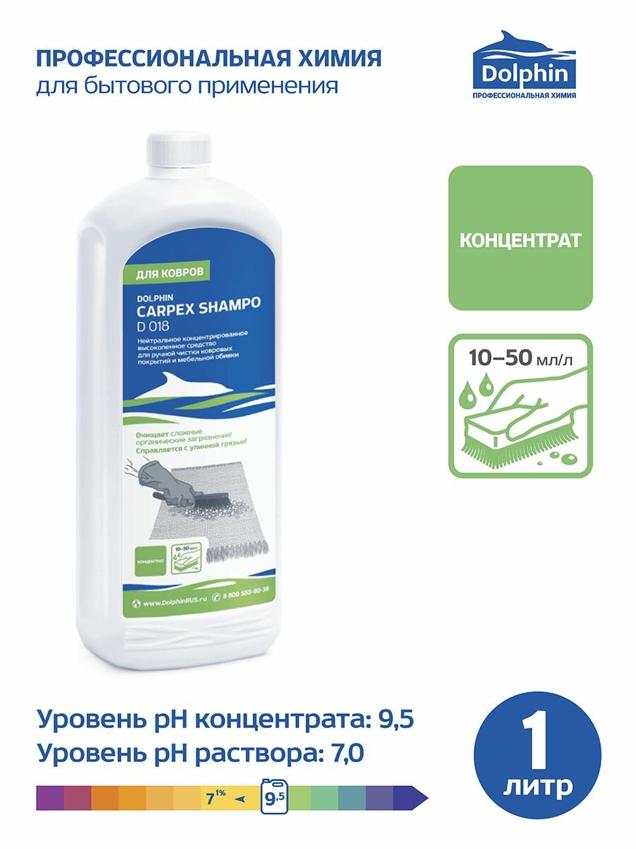 Средство для чистки ковровых покрытий Carpex shampo Dolphin, 1 л - фотография № 4