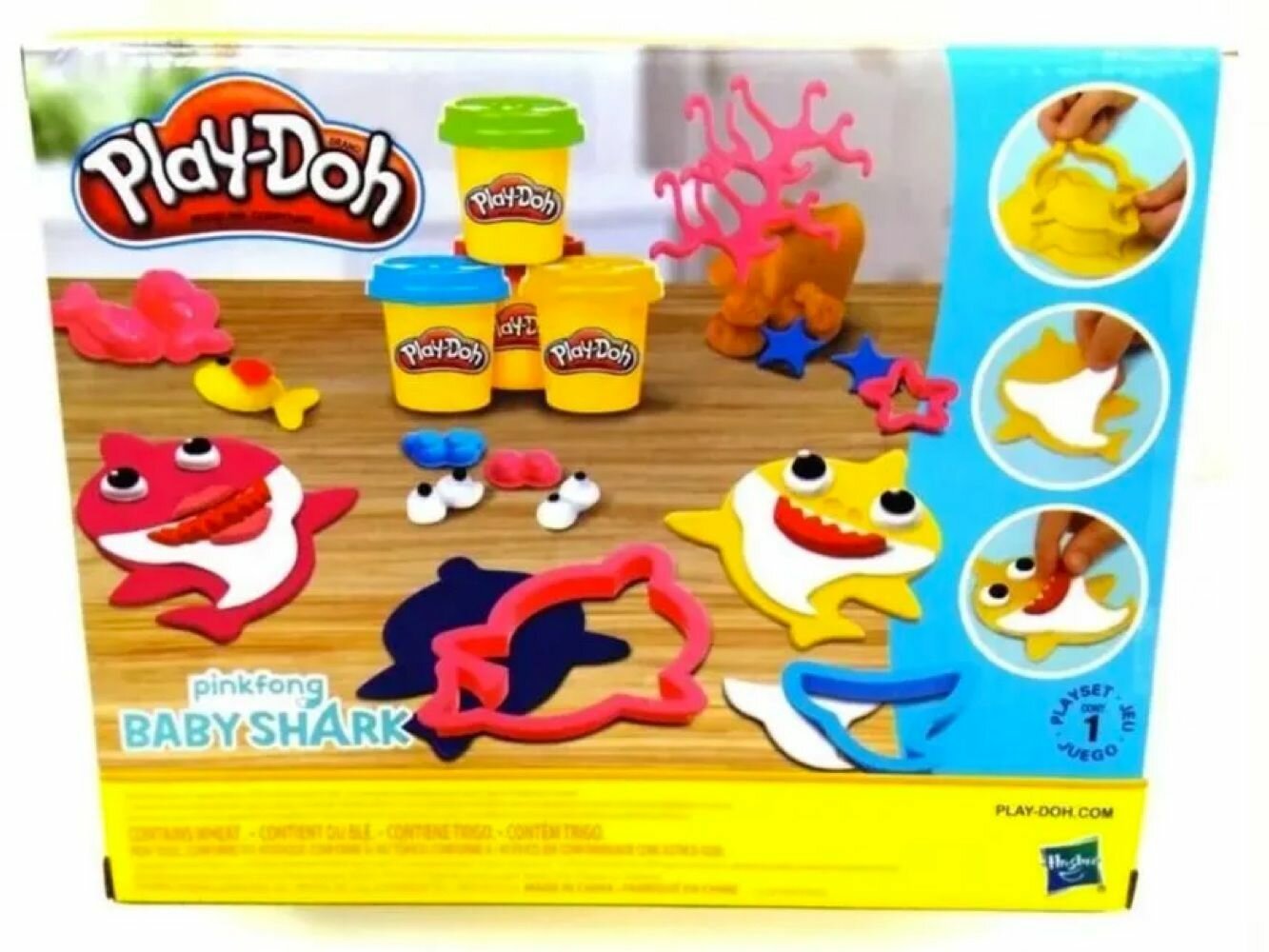 Крутой Набор для лепки "Акула" Play Doh Лепка из массы, набор игровой / 5 баночек с пластилином пластелин / Плэй до