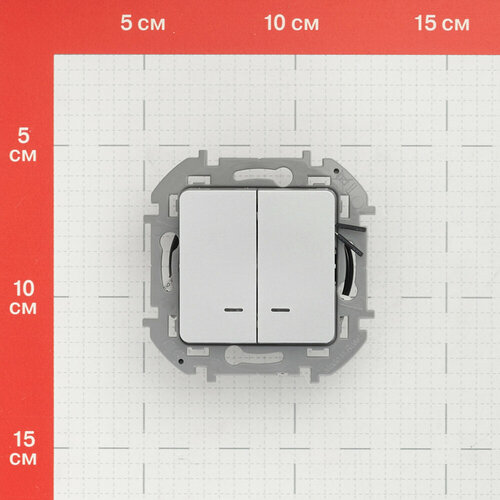 Выключатель Legrand Inspiria двухклавишный встраиваемый алюминий с подсветкой (673632)