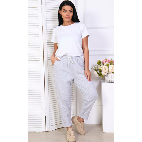 фото Брюки бананы а-ленка, размер 56, серый