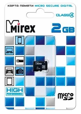 Флеш карта microSD 2GB Mirex microSDHC Class 4