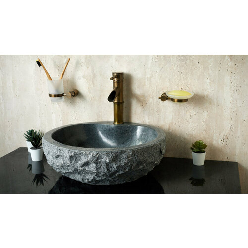 Гранитная раковина для ванной Sheerdecor Bowl 6370173120 из серого натурального камня (45 x 45 x 15 см)