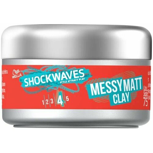 WELLA shockwaves messy matt clay моделирующая глина для волос сильной фиксации, 75 мл (из Финляндии) паста для волос моделирующая la biosthetique matt clay для матовых образов 75 мл