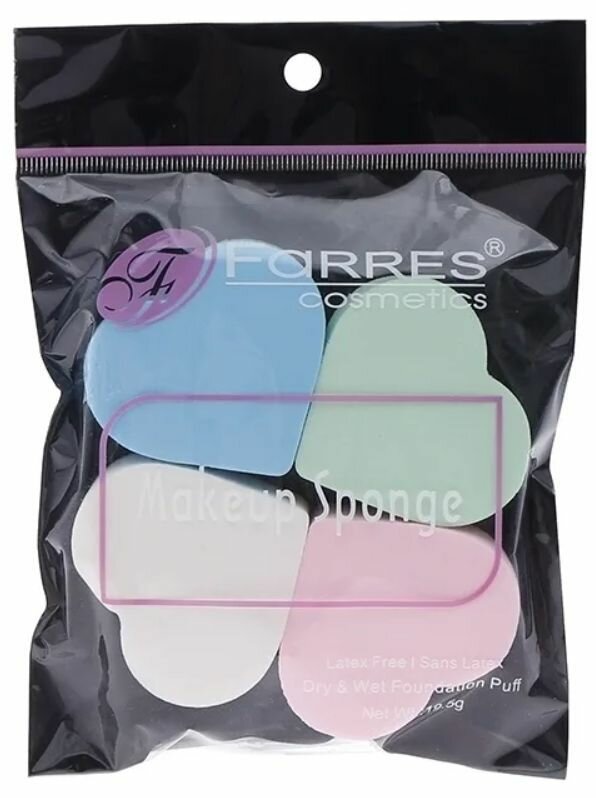 Farres cosmetics Спонж для макияжа Сердце, 4 шт/уп
