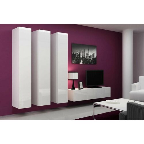 Стенка в гостиную Виго 14 300х200х42 белый белый глянец 95670₽