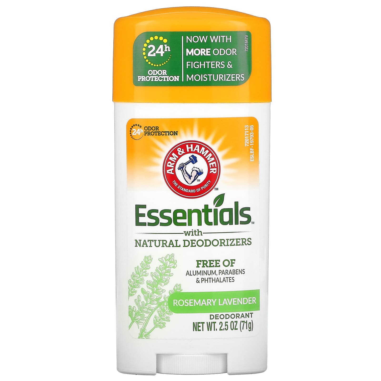 Arm & Hammer, Essentials Natural , дезодорант с натуральными дезодорирующими компонентами, свежий розмарин и лаванда, 71 г.