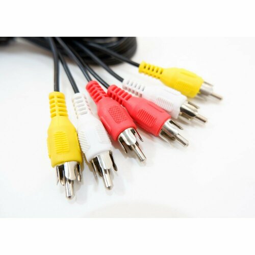 кабель 3rca тюльпан 3rca тюльпан 5 м черный Шнур соединительный 3RCA-3RCA, 3м