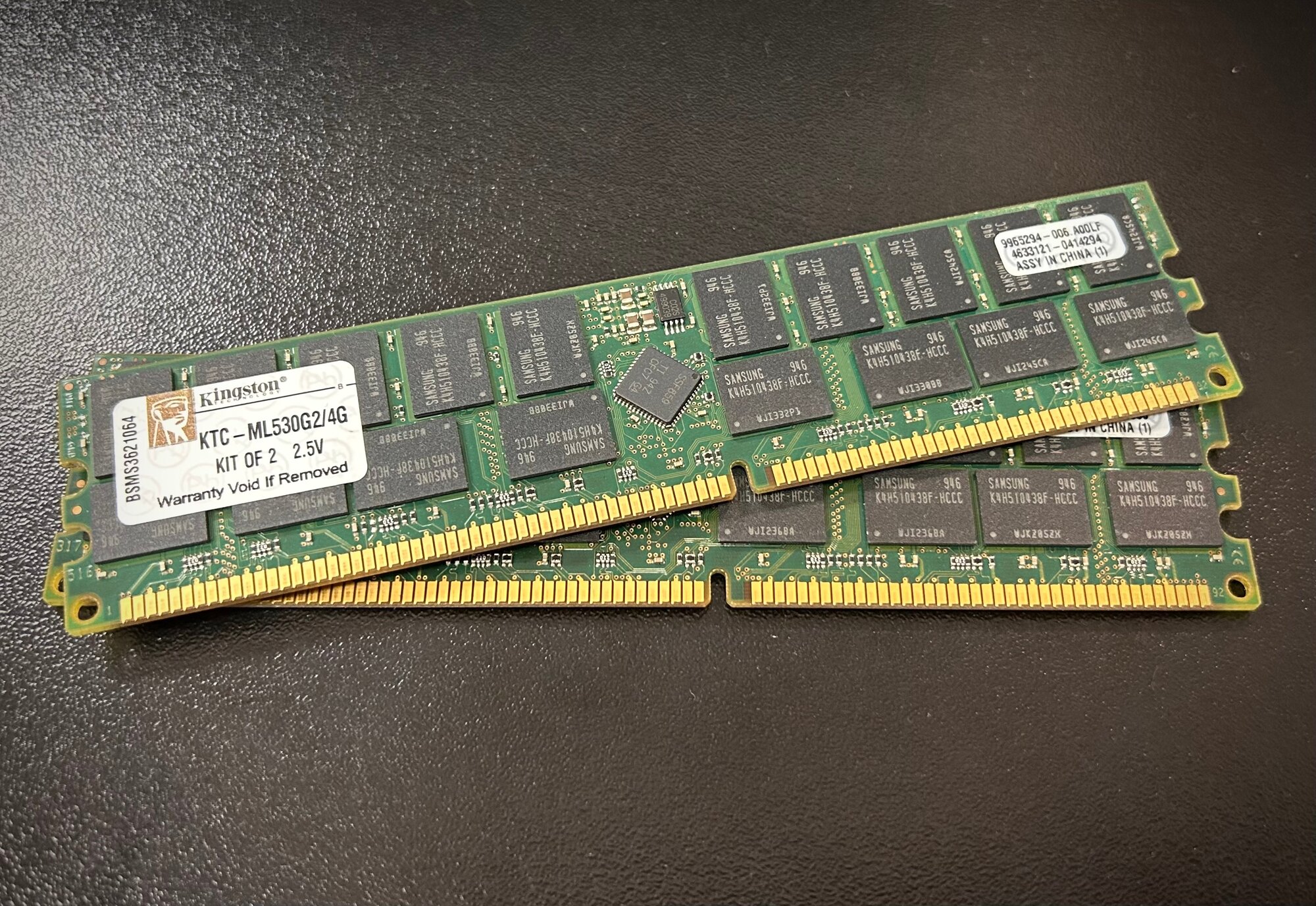 Оперативная память Kingston 4Gb, PC1600 2 модуля по 2Gb. DDR 200 CL2 ECC REG KTC-ML530G2/4G. KIT of 2