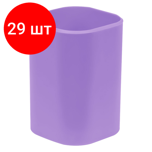 Комплект 29 шт, Подставка-стакан СТАММ Фаворит, пластиковая, квадратная, фиолетовая