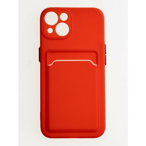 Накладка силиконовая с кардхолдером для Apple Iphone 13 красная