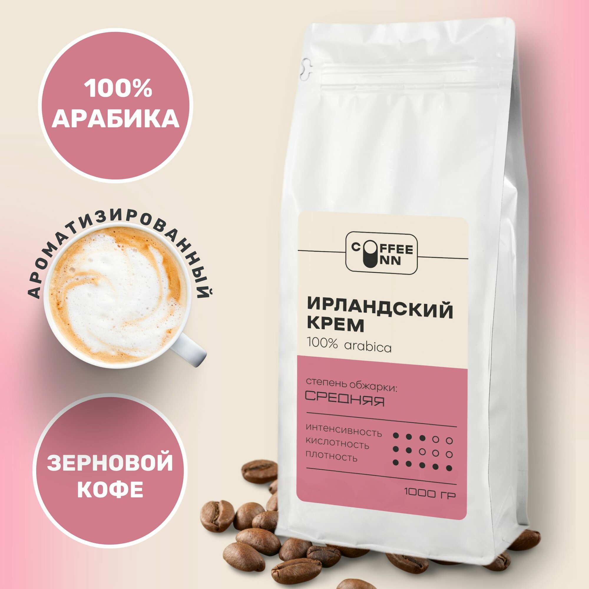 Кофе в зернах 1 кг ирландский крем 100% арабика свежая обжарка СOFFEE INN Arabica/ароматизированный