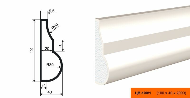 Lepninaplast ЦВ-100/1 цокольный молдинг из пенополистирола