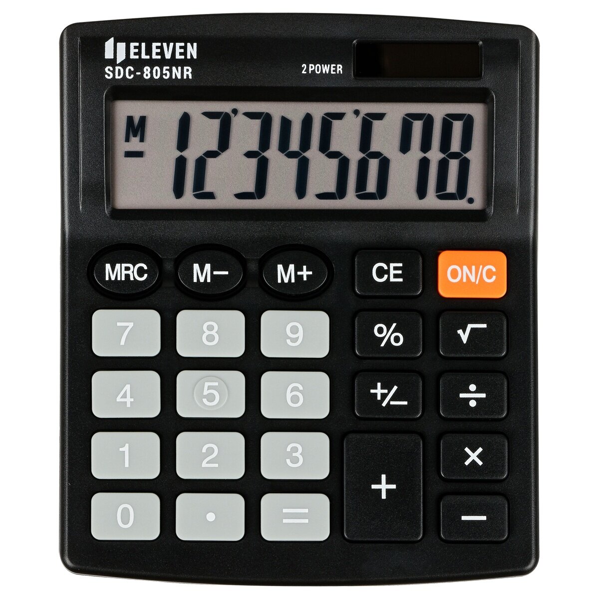 Калькулятор Eleven настольный, 8 разрядов, двойное питание, 127х105х21 мм, черный (SDC-805NR)