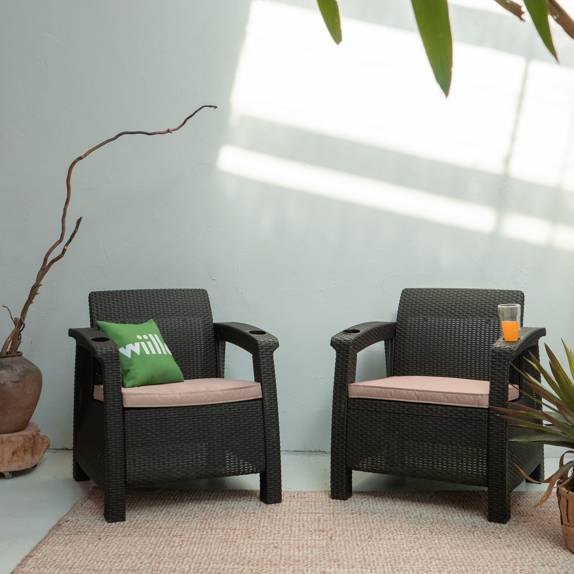 Комплект садовой мебели Wiilla Jazz Set с подушками (коричневый) - фотография № 10