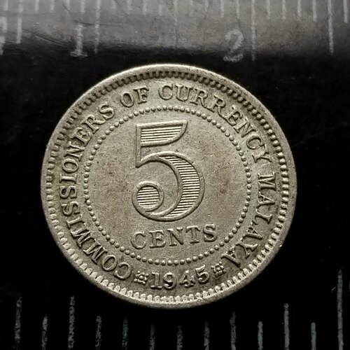 Малая и Британское Борнео 5 центов 1945. Серебро. Без отметки МД. XF