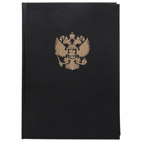 Книга учета 96 л, клетка, твердая, бумвинил, офсет, герб, А4 (200х290 мм), BRAUBERG, черная, 130275