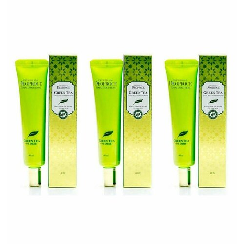 Deoproce Greentea Total Solution Eye Cream Крем для кожи вокруг глаз, увлажняющий, с экстрактом зеленого чая, 40 мл, 3 штуки.