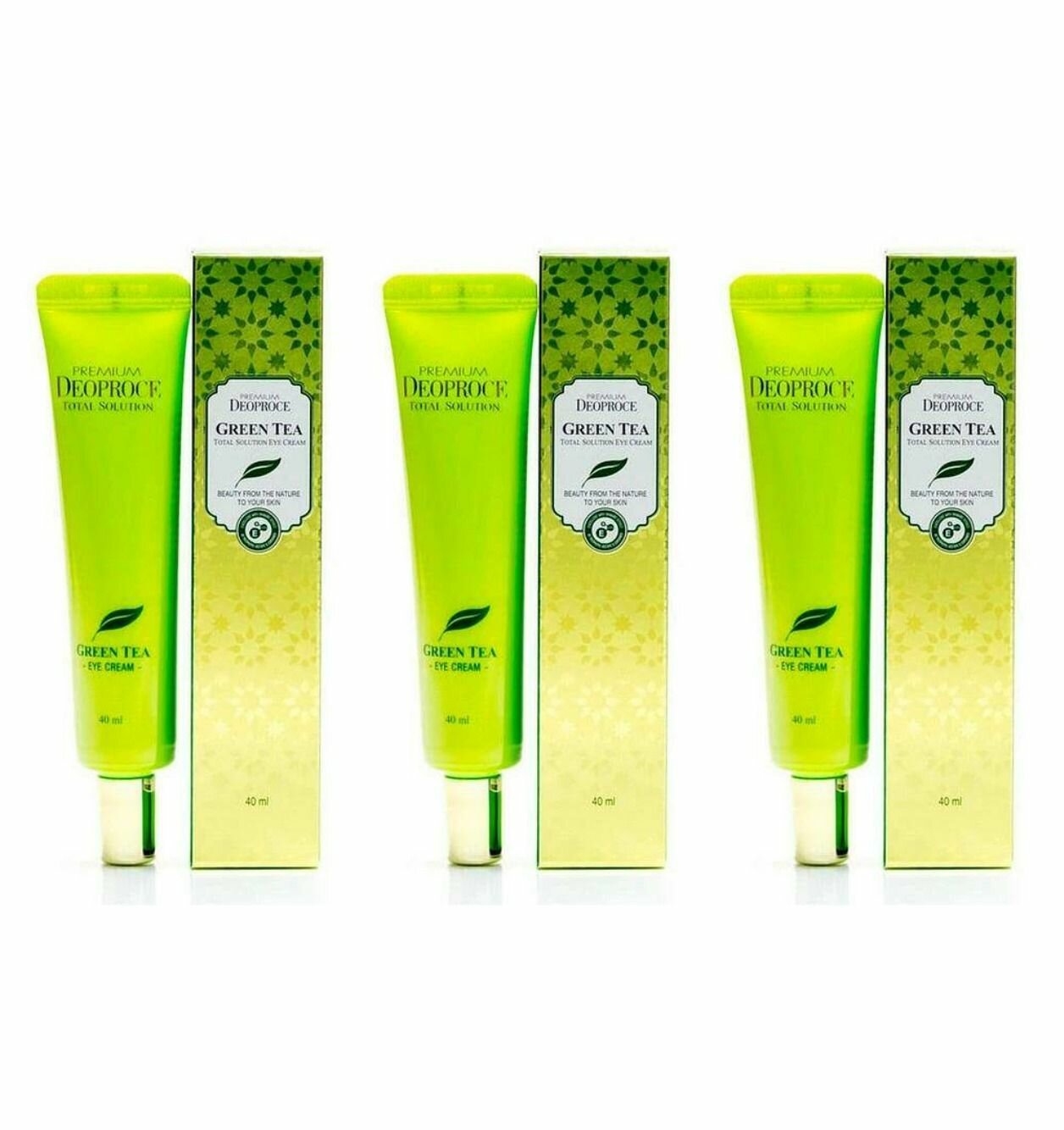 Deoproce Greentea Total Solution Eye Cream Крем для кожи вокруг глаз, увлажняющий, с экстрактом зеленого чая, 40 мл, 3 штуки.