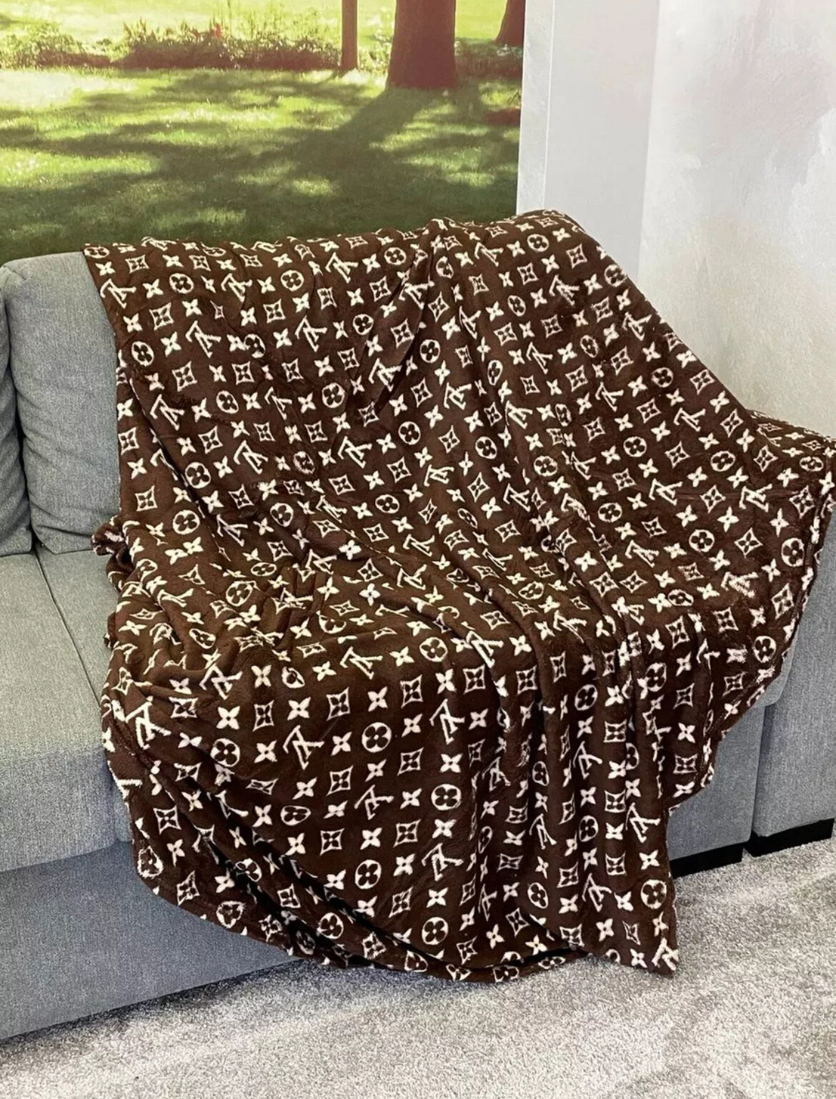 фото Плед 2-спальный 180х200см, плед Луи витон, флисовый