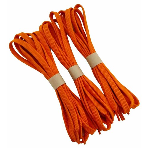 Шнурки плоские 120 см, 3 пары, оранжевые