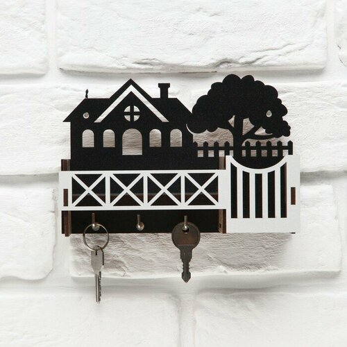 Ключница настенная с полкой и карманом дом и дерево 17 х 113 см 847₽