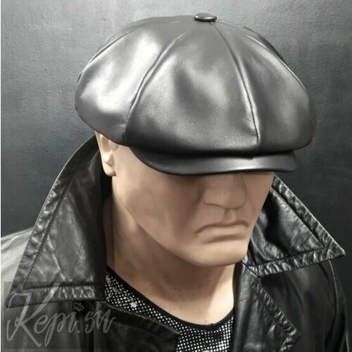 Кепка Кожаная восьмиклинка Чикаго мужская шляпа, размер 61, черный