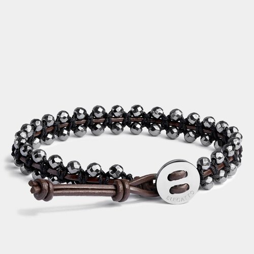 Браслет Elegatto, агат, коричневый/черный