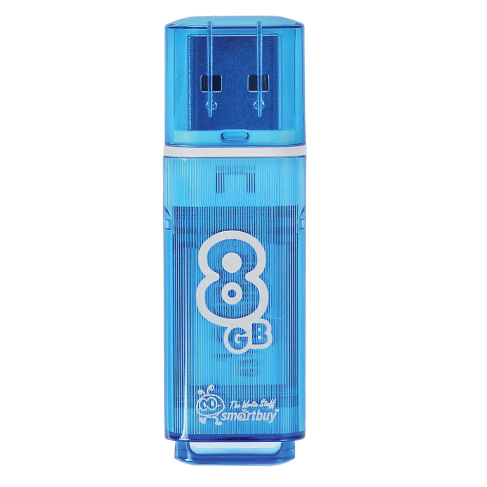 Флеш-диск 8 GB, SMARTBUY Glossy, USB 2.0, синий, SB8GBGS-B упаковка 3 шт.