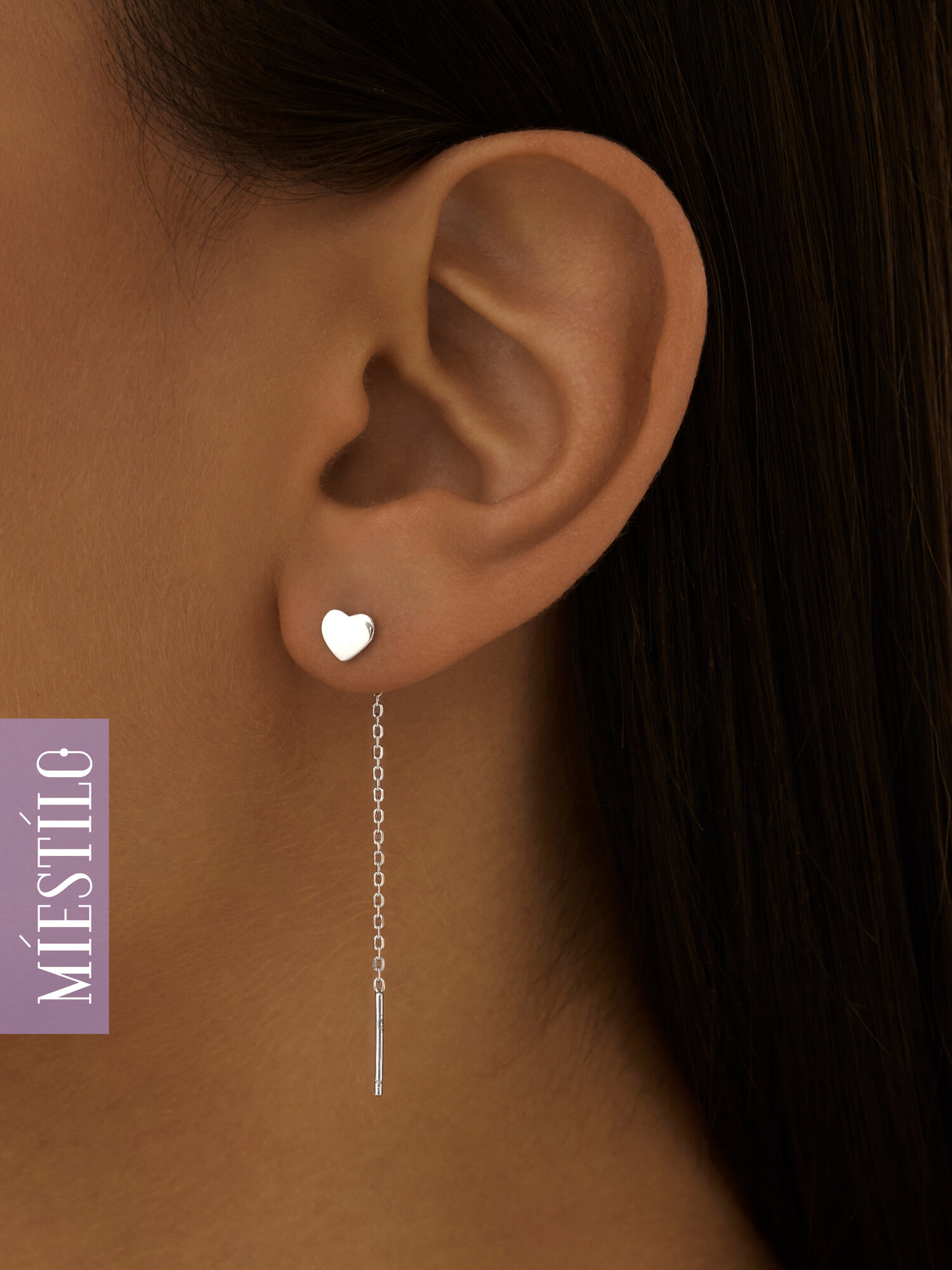 Серьги цепочки MIESTILO, серебро, 925 проба, родирование, длина 5.3 см, , белый, серый, серебристый