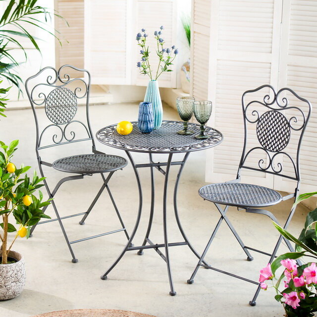Edelman Комплект садовой мебели Ферарра: 1 стол + 2 стула, серый *