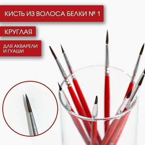 Кисть из волоса белки круглая 1 ARTLAVKA Короткая ручка 10шт 463₽