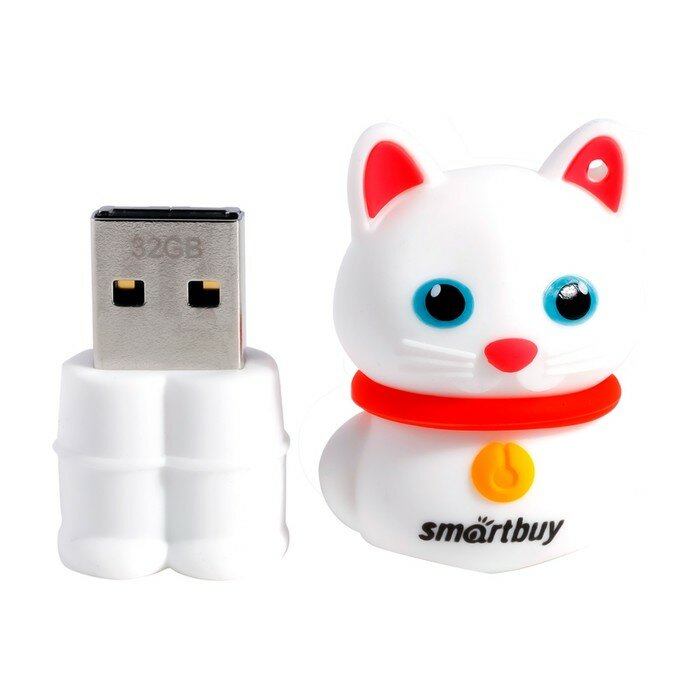 Флешка Smartbuy Wild series "Котенок" 32 Гб USB 2.0 чт до 25 Мб/с зап до 15 Мб/с белая