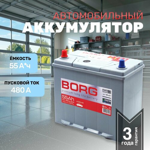 Аккумулятор автомобильный BORG Premium Asia 60B24R 55 А*ч 238/127/225 п. п. Прямая полярность