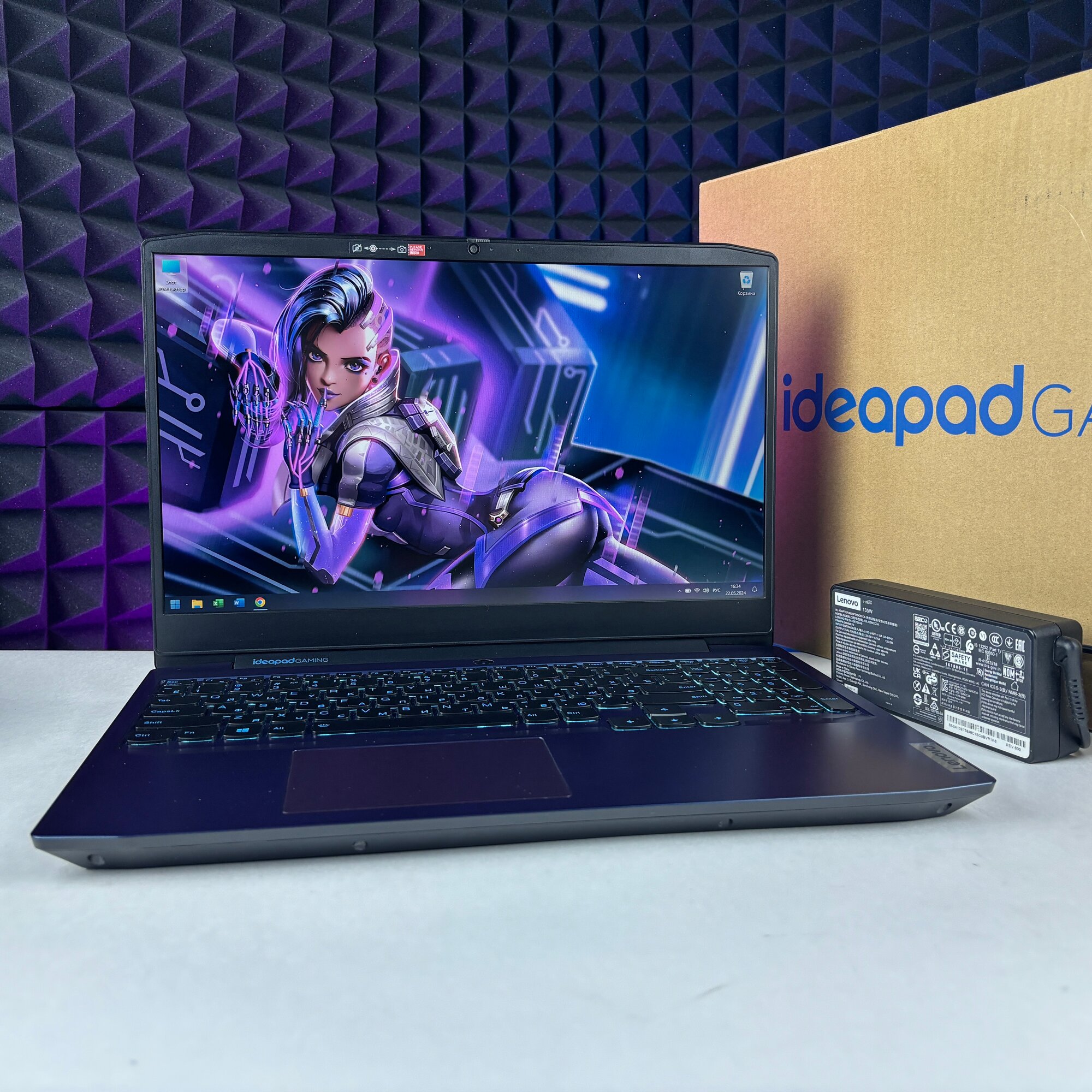 Ноутбук Lenovo IdeaPad Gaming 3 15ARH05 (1920x1080, IPS, 120Гц, 15.6, AMD Ryzen 5 4600H 3.0-4.0 ГГц, RAM 16 ГБ, SSD 256 ГБ, GeForce GTX 1650 (4gb), Win11)