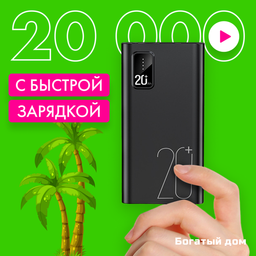 Power bank с быстрой зарядкой 225W 20000mah пауэрбанк для телефона повербанк черный матовый 130000₽