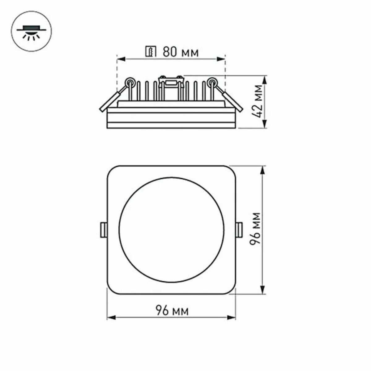 Светодиодная панель Arlight LTD-96x96SOL-BK-10W Day White, LED, 10 Вт, 4000, нейтральный белый, цвет арматуры: черный, цвет плафона: черный