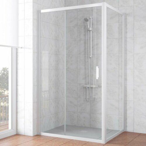 Vegas Glass Душевой уголок Vegas Glass ZP+ZPV NOVO 130*100 01 01 профиль белый, стекло прозрачное