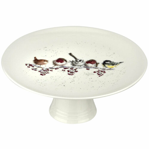 Фарфоровое блюдо для торта тортовница Одним снежным днем 25 см белыйдекор серия Wrendale Designs Royal Worcester RWC WNB4001-XL 11580₽