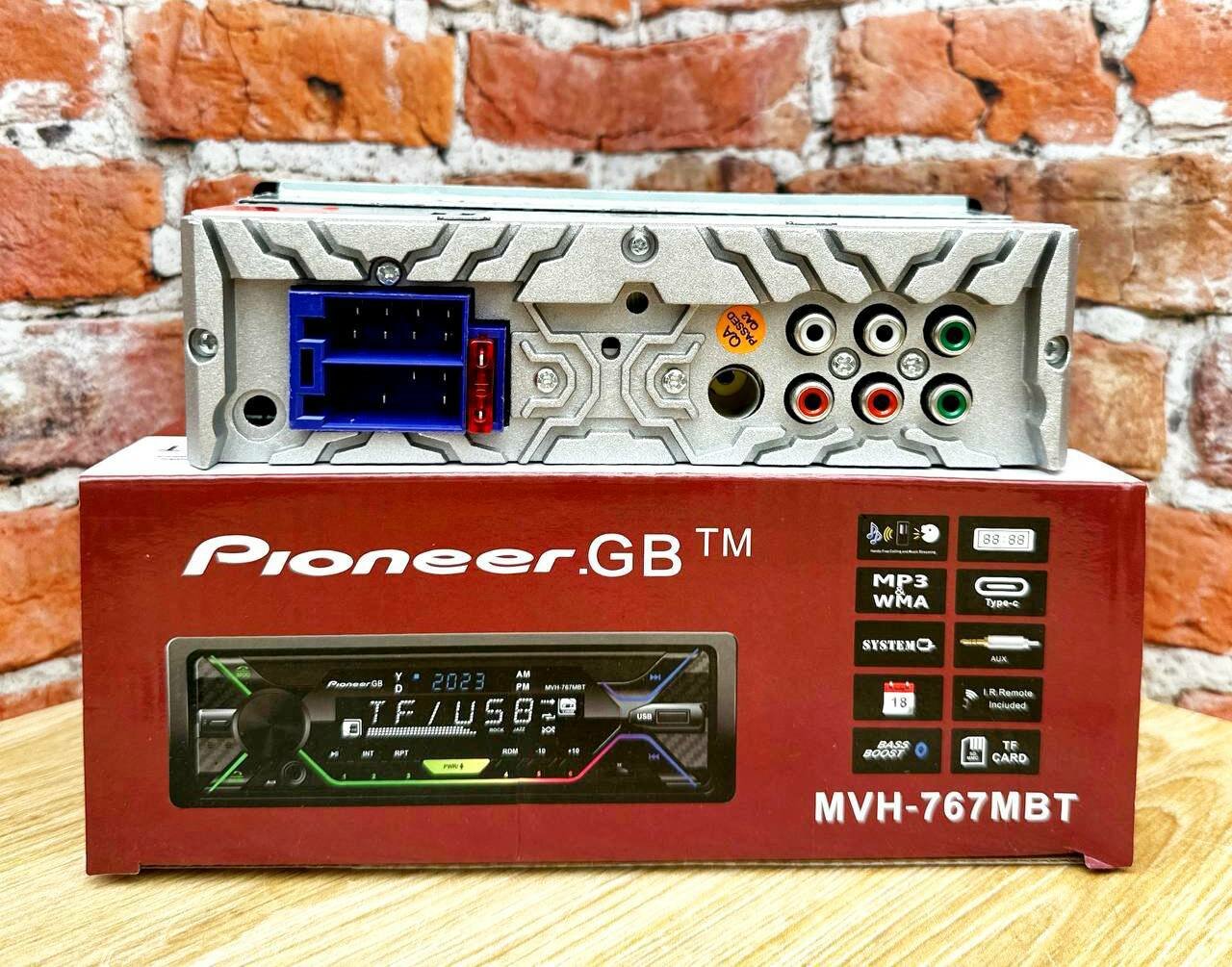 Автомагнитола в авто Pioneer.GB 1 DIN / Автомобильная магнитола с Bluetooth в машину / Магнитофон Пионер с USB, AUX для автомобиля с подсветкой + пульт ДУ