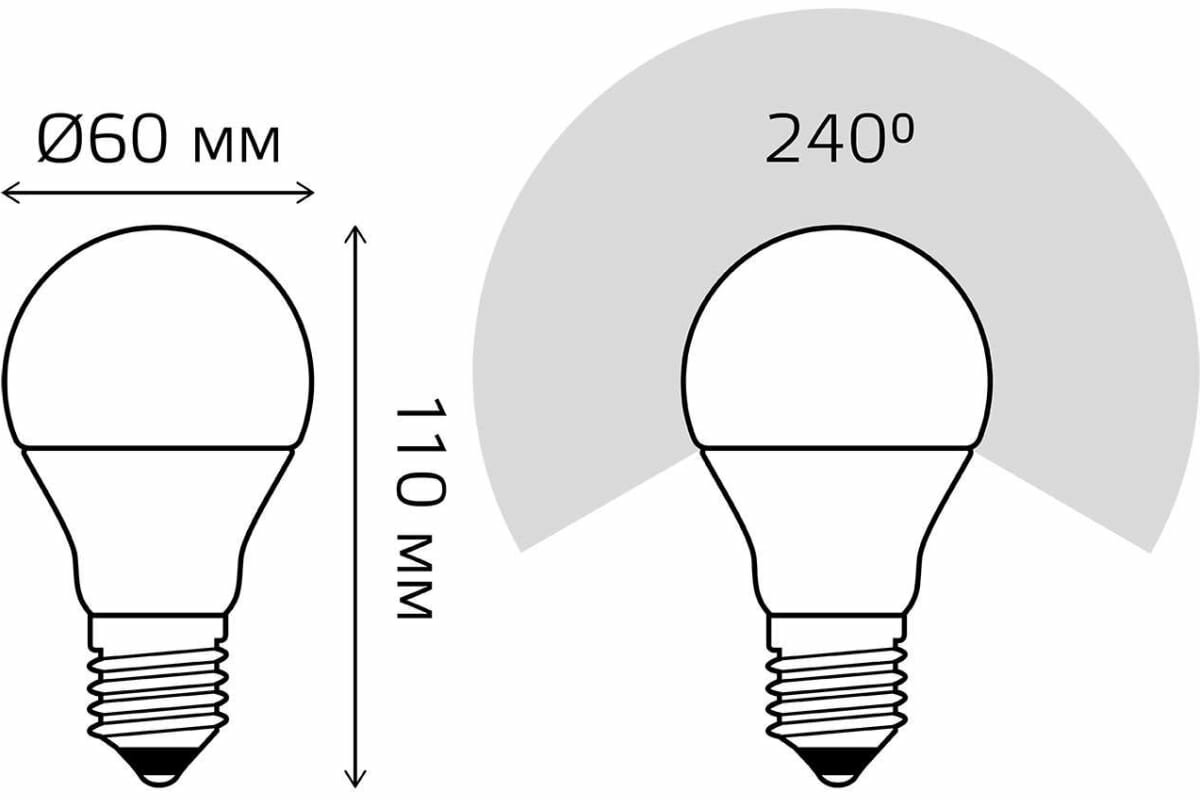 Gauss Лампа LED A60-dim E27 11W 960lm 3000К 102502111-D