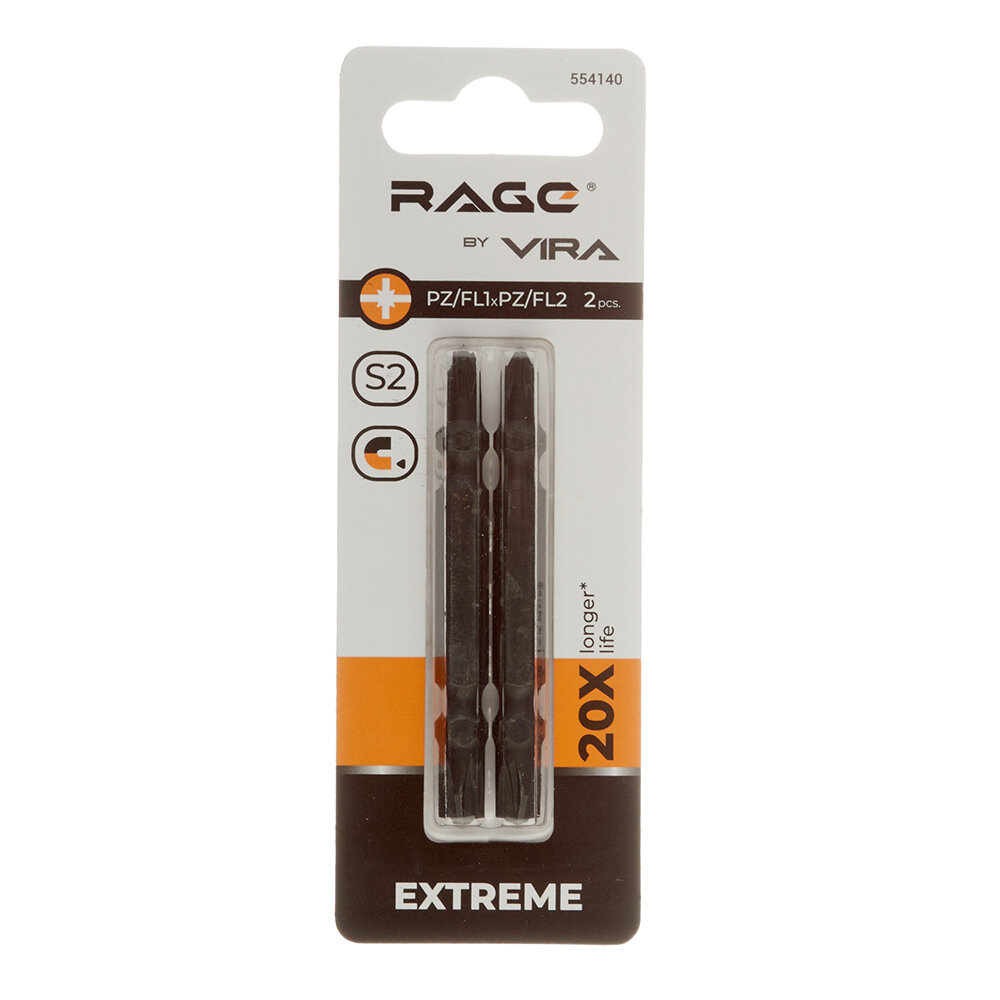 Набор бит магнитных Rage PZ/FL1 и PZ/FL2x65 мм, 2 шт. - фото №14