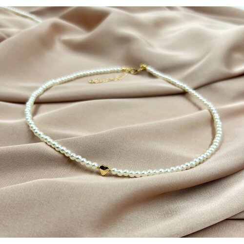 Колье, длина 39 см, бежевый, золотой