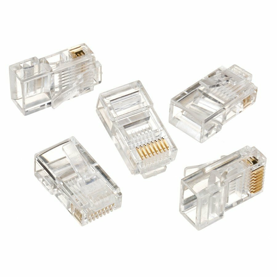 Вилка RJ-45 (8P8C) LC-8P8C-001 (3-зубца) кат.5e, 6 микрон для одножильного кабеля (100 шт.)