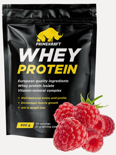 Изображение товара Протеин Prime Kraft "Whey Protein", малиновый, сывороточный, 900 г